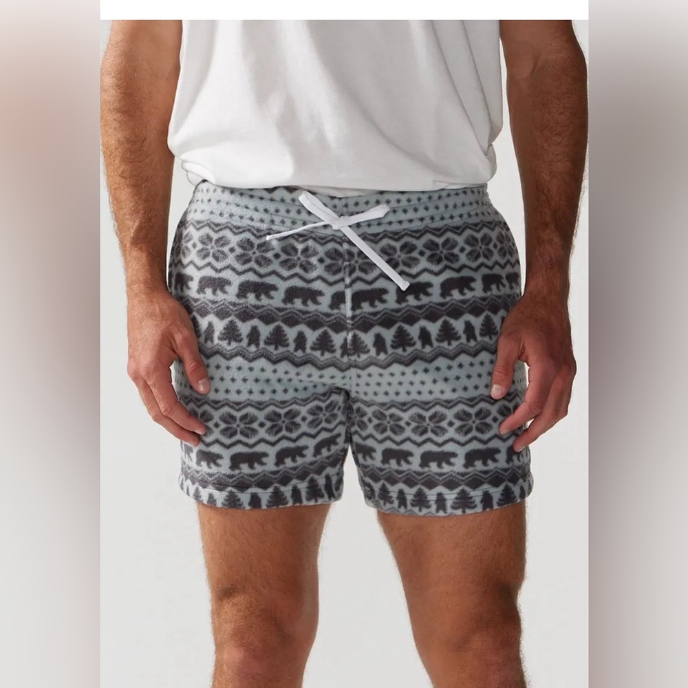 chubbies Gray and Light Blue Fair Isle Bear Print Shorts